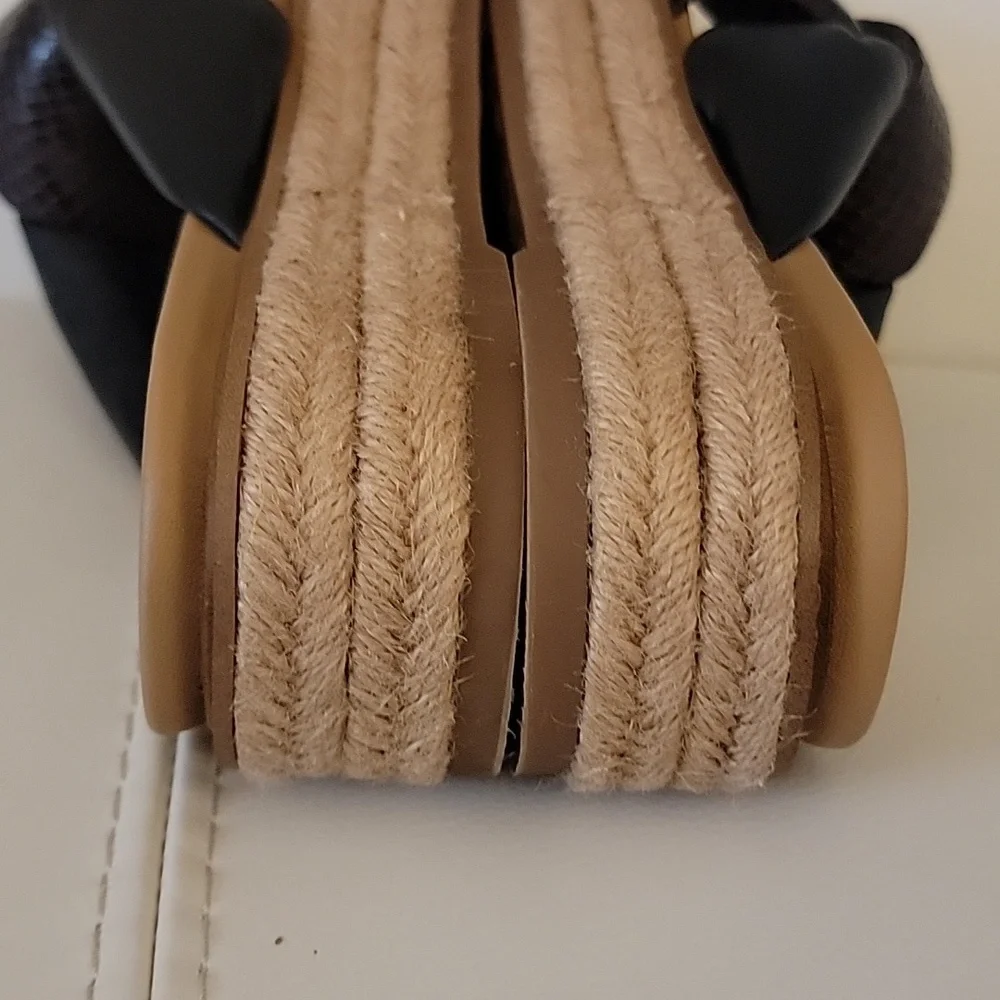 Sam Edelman Black and Brown Platform Slide Sandals